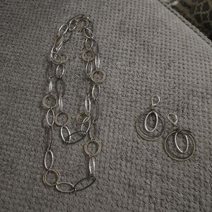 Chic Two-Tone Necklace and Earring Set